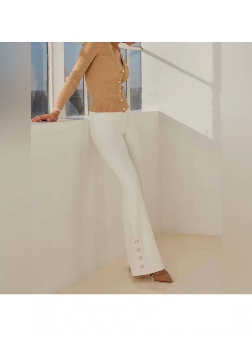 Generation Love Marisa Crepe Wide-Leg Button-Hem Pants